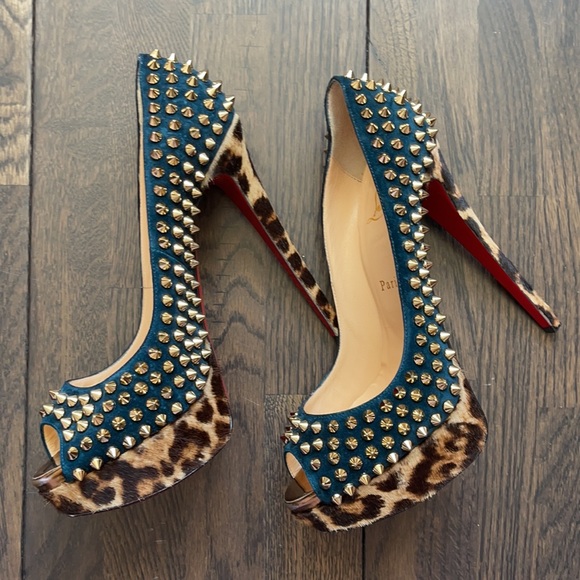 Christian Louboutin Leopard and Black Studded Heels - Picture 13 of 13